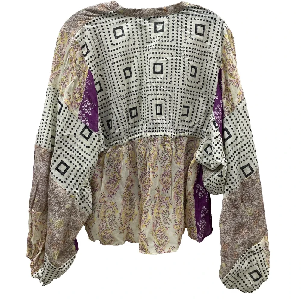 Zara Mixed Print Lightweight Blazer in Purple and Beige